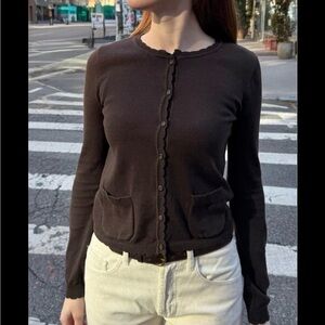 NWT Brandy Melville Zoe Dark Brown Cardigan